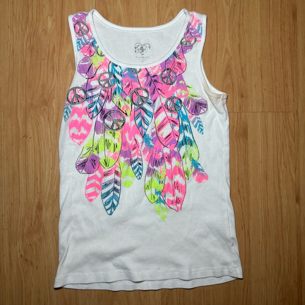 Girls Justice White Graphic Multicolor Tank Top size 12